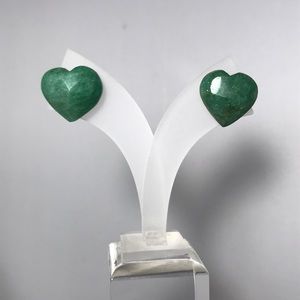 GENUINE VINTAGE NATURAL  EMERALD HEART 💚 EARRINGS